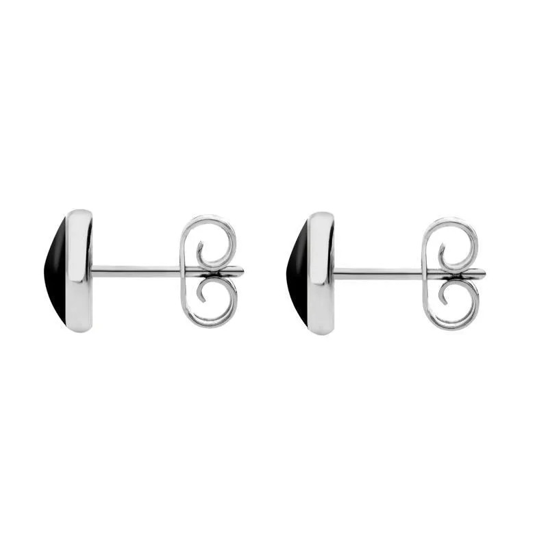 Sterling Silver Whitby Jet 6mm Classic Medium Round Stud Earrings