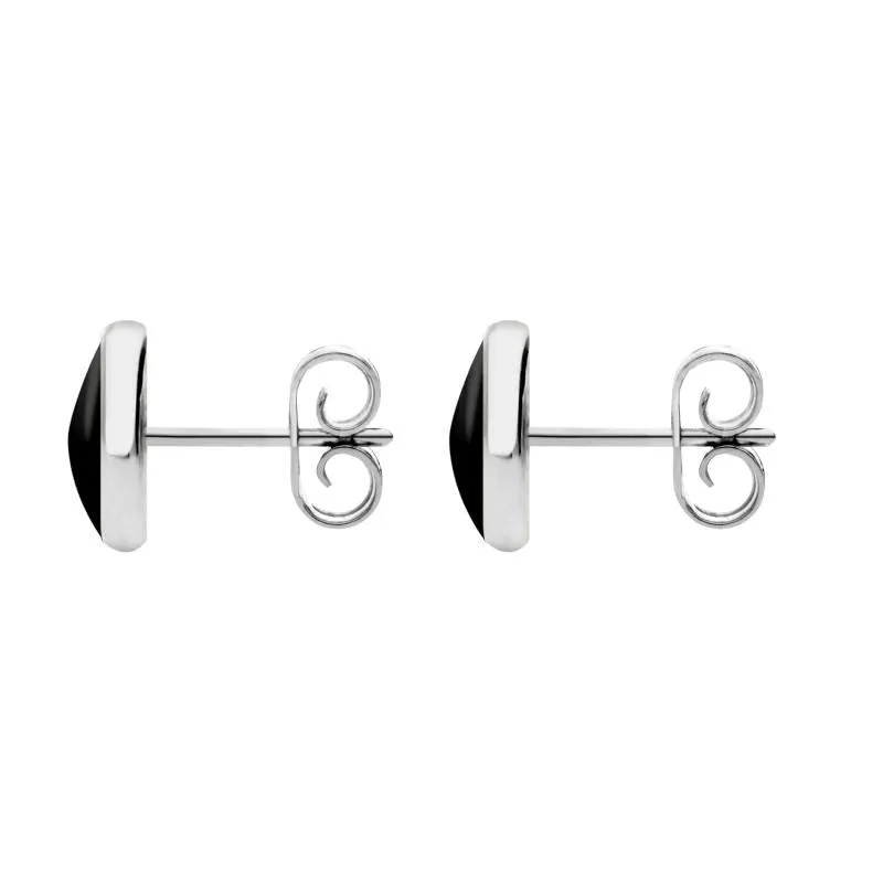 Sterling Silver Whitby Jet 8mm Classic Large Round Stud Earrings