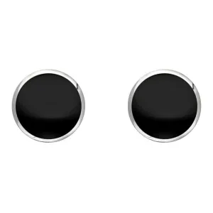 Sterling Silver Whitby Jet 8mm Classic Large Round Stud Earrings