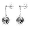 Sterling Silver Whitby Jet and Marcasite Sphere Cage Drop Earrings