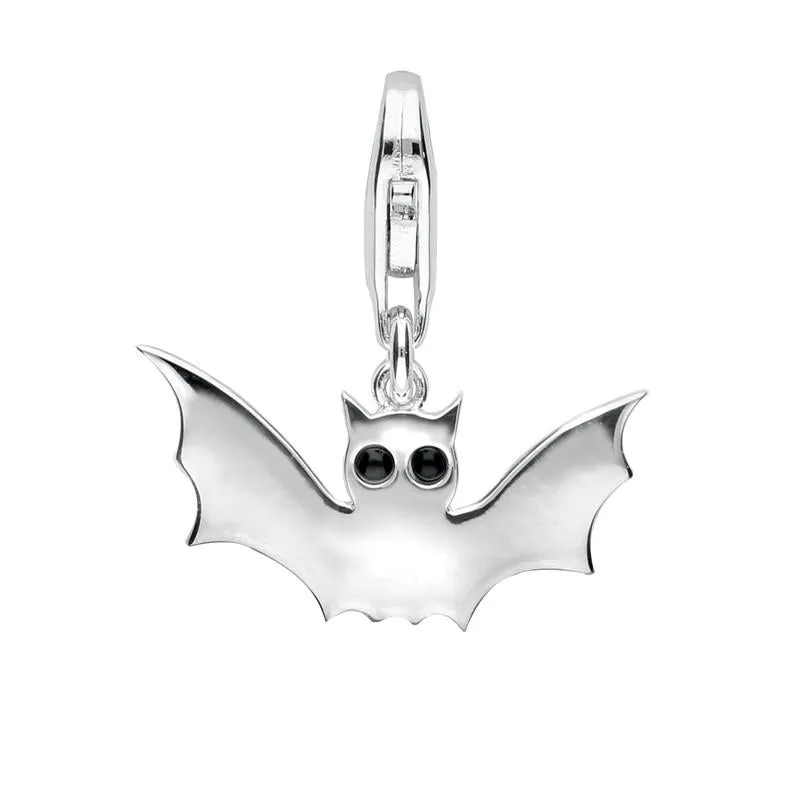 Sterling Silver Whitby Jet Bat Charm