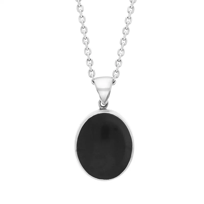 Sterling Silver Whitby Jet Be Gt Oval Pendant Necklace