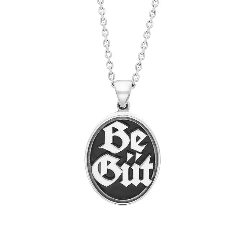 Sterling Silver Whitby Jet Be Gt Oval Pendant Necklace