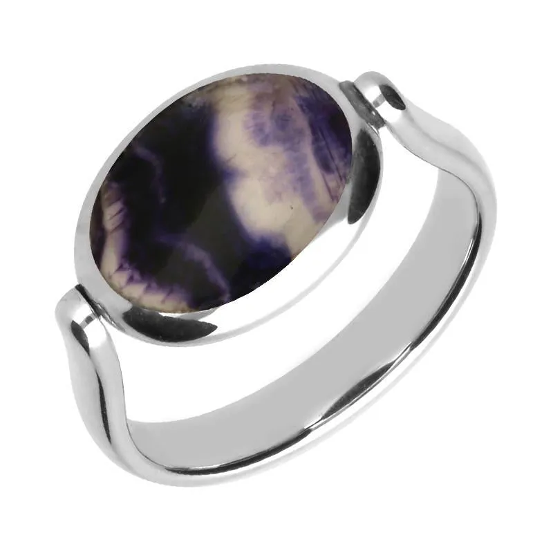 Sterling Silver Whitby Jet Blue John Double Sided Flip Ring