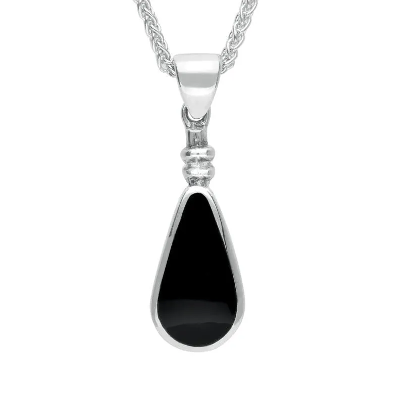 Sterling Silver Whitby Jet Bottle Top Pear Necklace