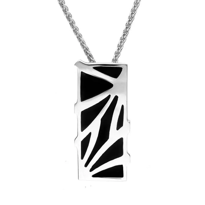 Sterling Silver Whitby Jet Branch Style Oblong Two Piece Set