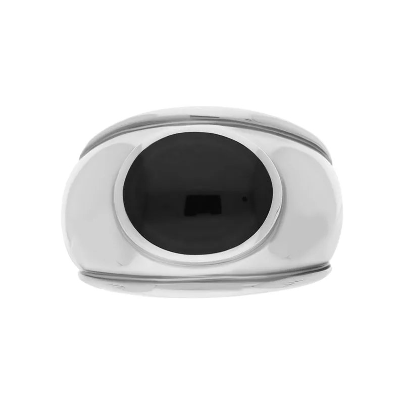 Sterling Silver Whitby Jet Broad Shank Oval Ring