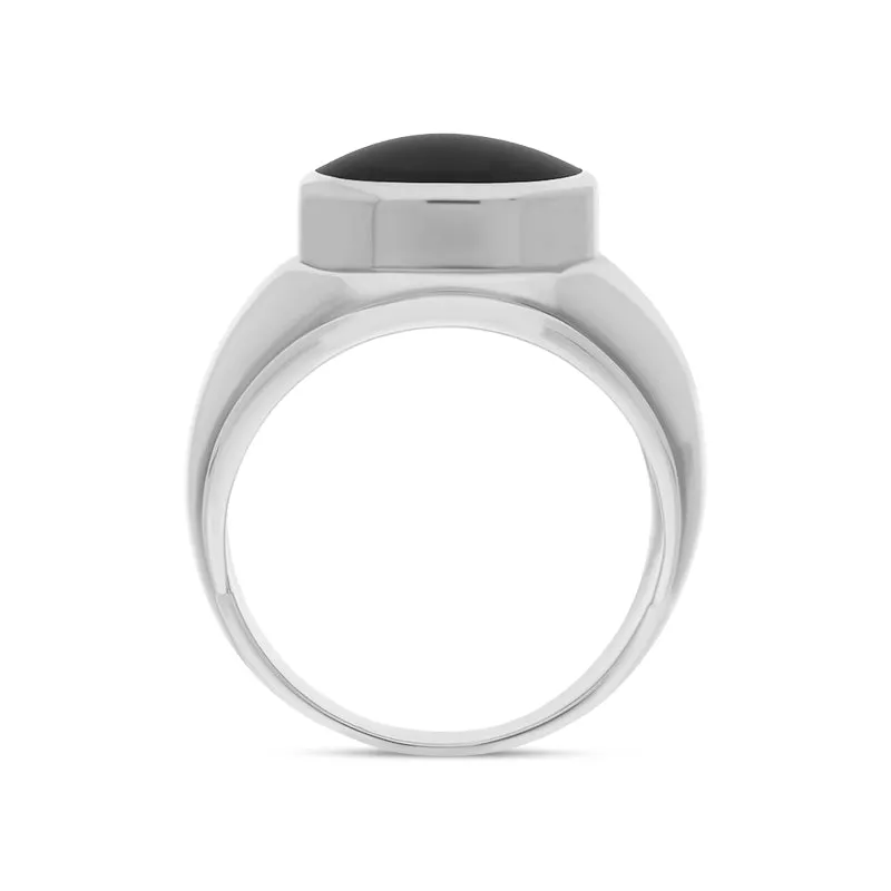 Sterling Silver Whitby Jet Broad Shank Oval Ring