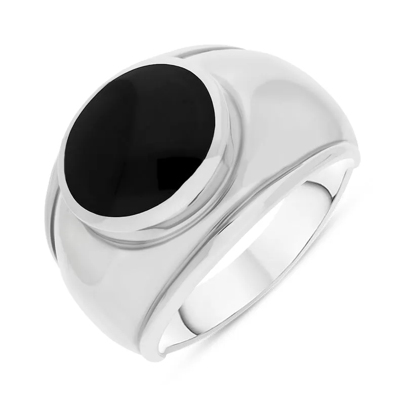 Sterling Silver Whitby Jet Broad Shank Oval Ring