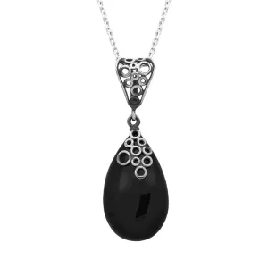 Sterling Silver Whitby Jet Bubble Necklace