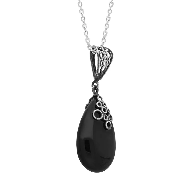 Sterling Silver Whitby Jet Bubble Necklace