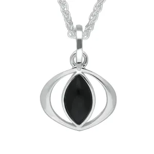 Sterling Silver Whitby Jet Cat Eye Necklace