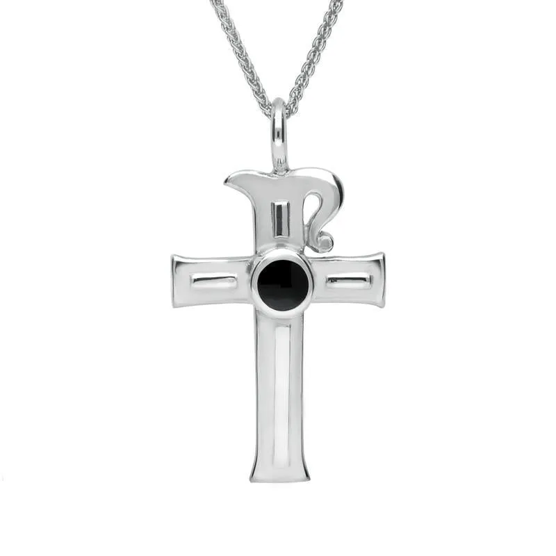 Sterling Silver Whitby Jet Celtic Cross Necklace