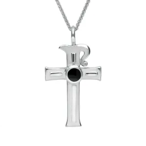 Sterling Silver Whitby Jet Celtic Cross Necklace