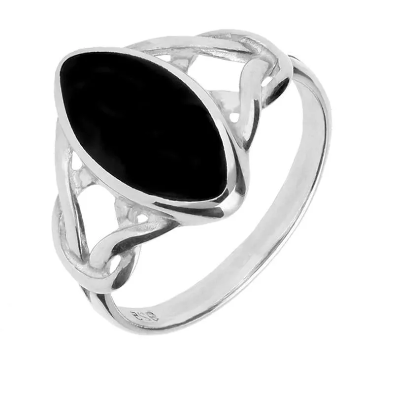 Sterling Silver Whitby Jet Celtic Twist Piece Set