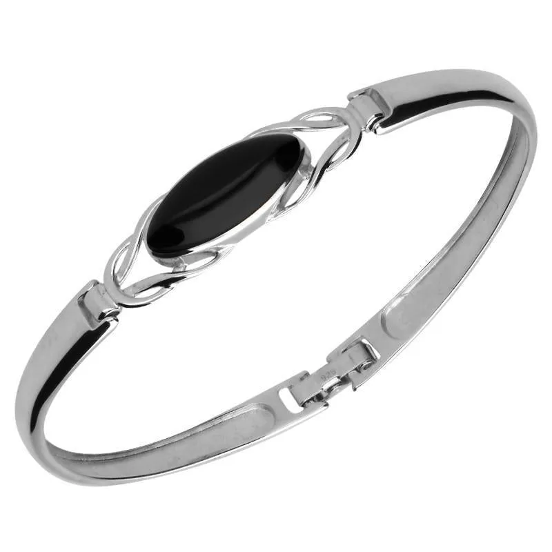 Sterling Silver Whitby Jet Celtic Twist Piece Set