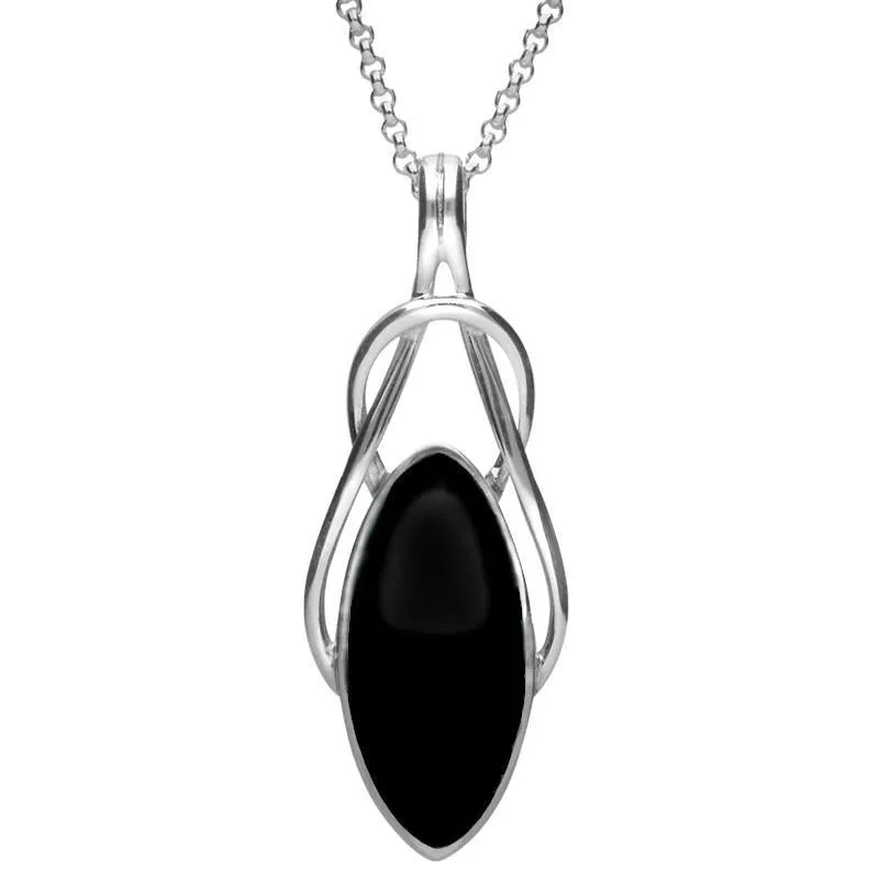 Sterling Silver Whitby Jet Celtic Twist Piece Set