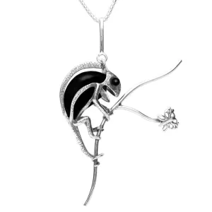 Sterling Silver Whitby Jet Chameleon Necklace
