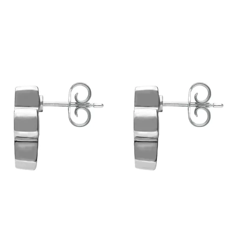 Sterling Silver Whitby Jet Cross Shaped Stud Earrings D