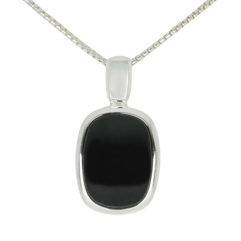 Sterling Silver Whitby Jet Curved Oblong Necklace