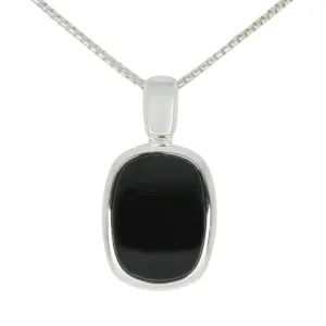Sterling Silver Whitby Jet Curved Oblong Necklace