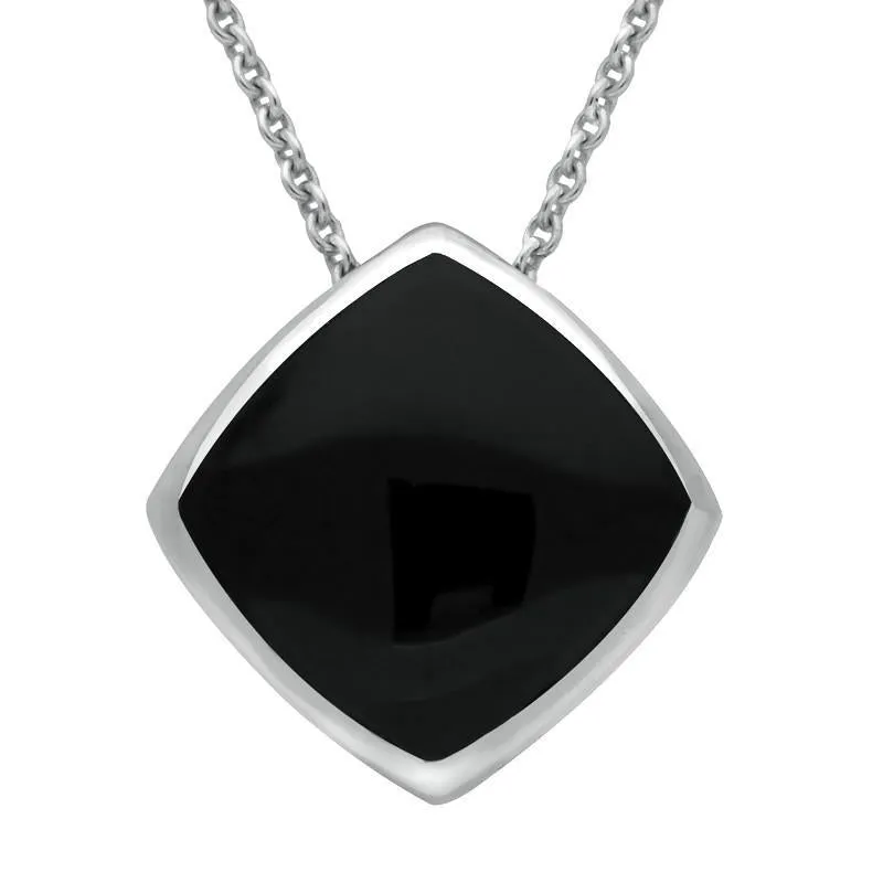 Sterling Silver Whitby Jet Cushion Necklace
