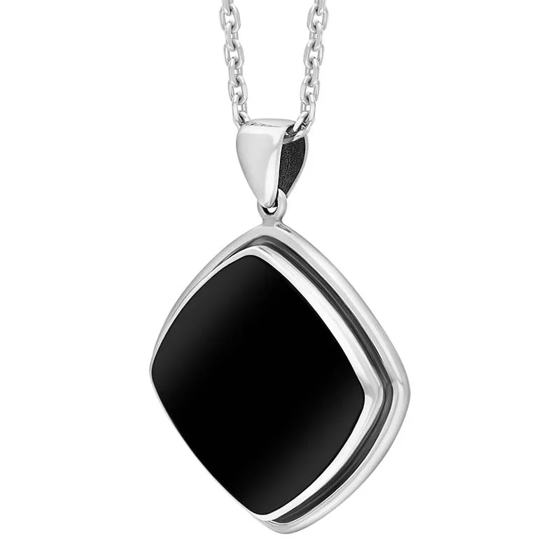 Sterling Silver Whitby Jet Cushion Shape Necklace