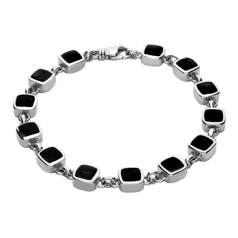 Sterling Silver Whitby Jet Cushion Shaped Four Piece Set