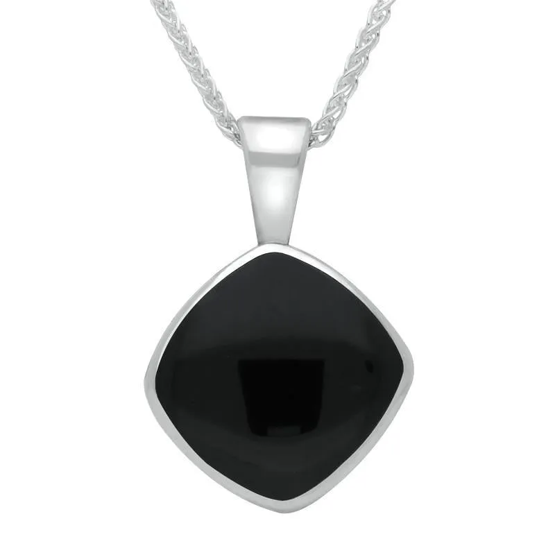 Sterling Silver Whitby Jet Cushion Shaped Necklace