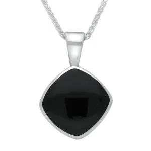 Sterling Silver Whitby Jet Cushion Shaped Necklace