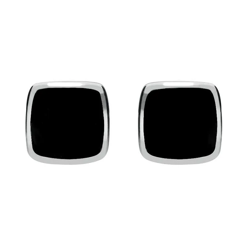 Sterling Silver Whitby Jet Cushion Stud Earrings