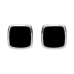 Sterling Silver Whitby Jet Cushion Stud Earrings