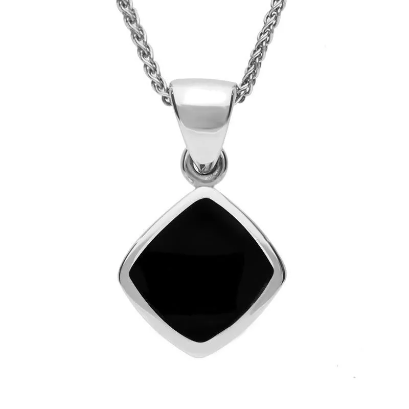 Sterling Silver Whitby Jet Dinky Cushion Necklace