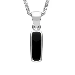 Sterling Silver Whitby Jet Dinky Oblong Necklace