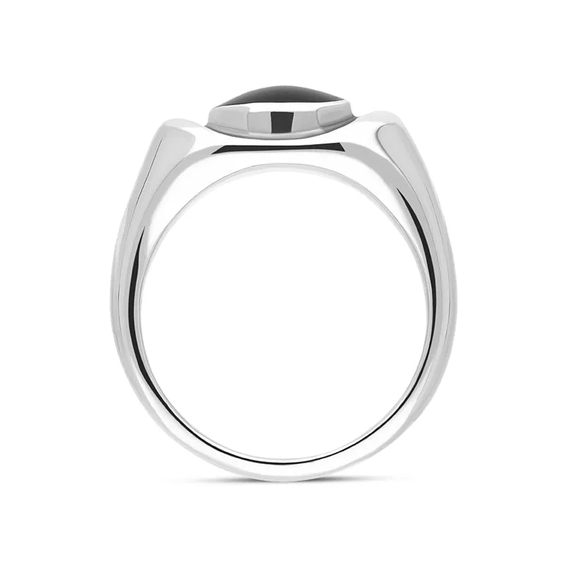 Sterling Silver Whitby Jet Dish Ring