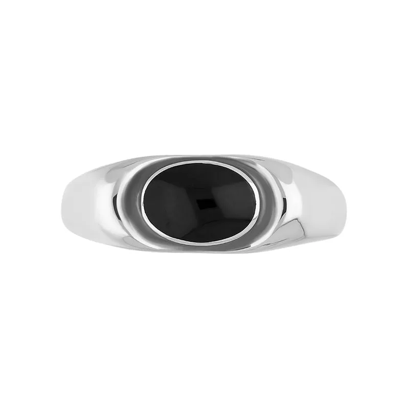 Sterling Silver Whitby Jet Dish Ring