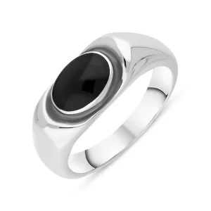 Sterling Silver Whitby Jet Dish Ring