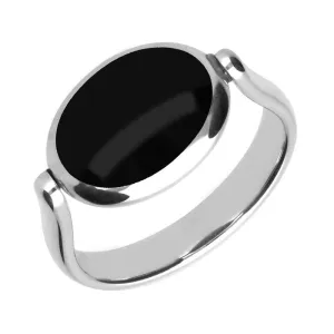 Sterling Silver Whitby Jet Double Sided Stone Flip Ring