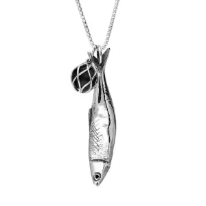 Sterling Silver Whitby Jet Emma Stothard Silver Darling Whitby Jet Float Charm Necklace