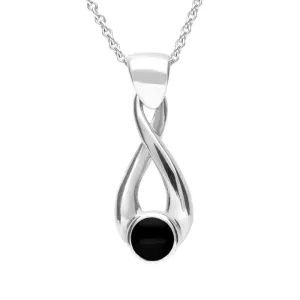 Sterling Silver Whitby Jet Eternity Loop Necklace
