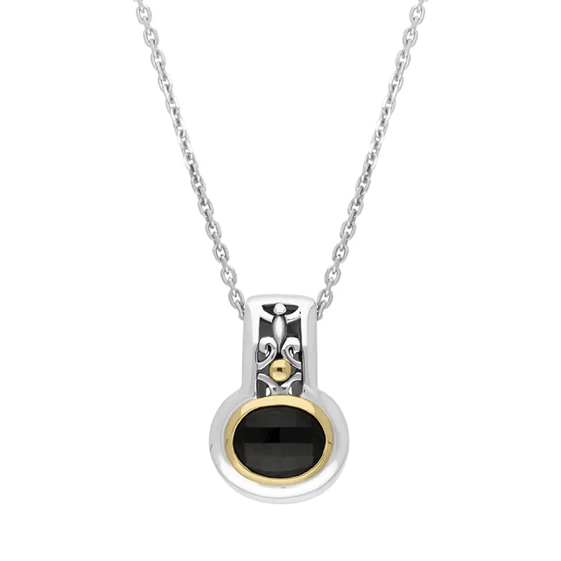 Sterling Silver Whitby Jet Faceted Necklace D