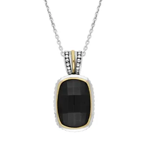 Sterling Silver Whitby Jet Faceted Oblong Necklace D