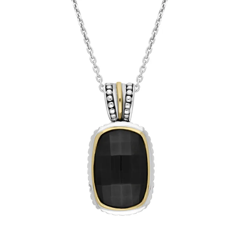 Sterling Silver Whitby Jet Faceted Oblong Necklace D