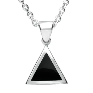 Sterling Silver Whitby Jet Flat Triangle Necklace