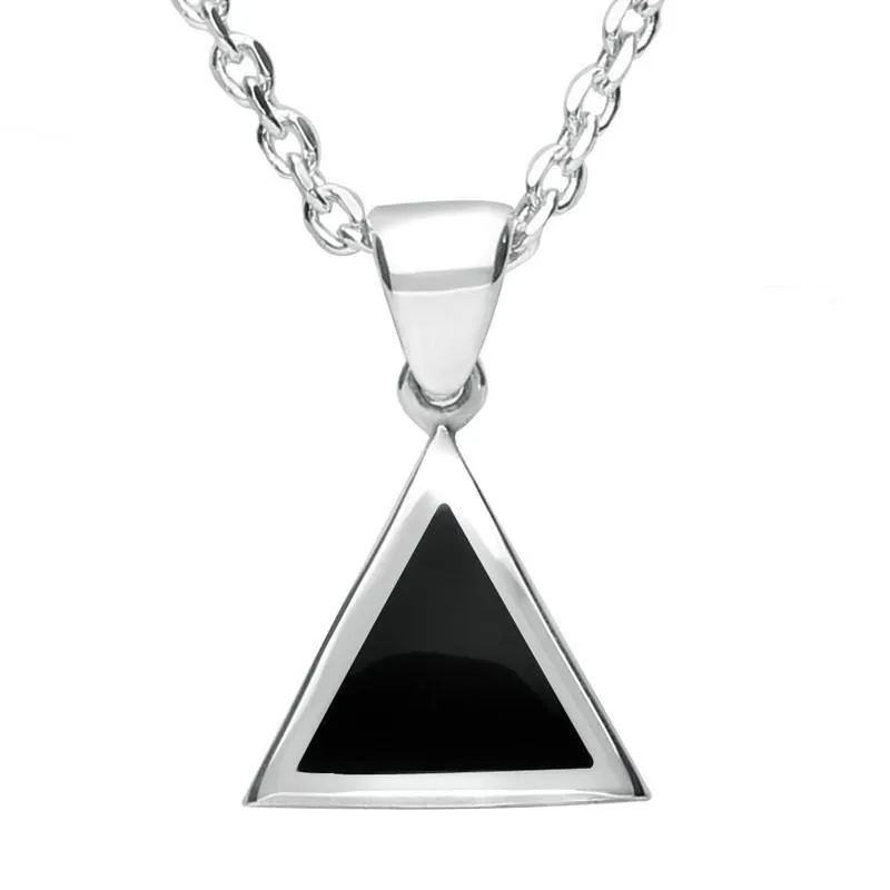 Sterling Silver Whitby Jet Flat Triangle Necklace