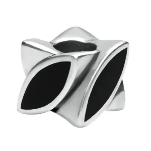 Sterling Silver Whitby Jet Four Stone Marquise Charm