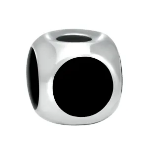 Sterling Silver Whitby Jet Four Stone Round Dice Charm