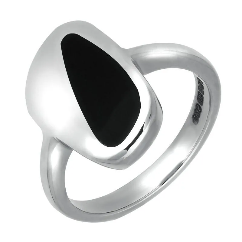 Sterling Silver Whitby Jet Freeform Shaped Ring