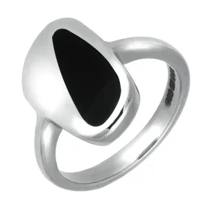 Sterling Silver Whitby Jet Freeform Shaped Ring