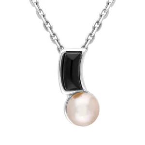 Sterling Silver Whitby Jet Freshwater Pearl Necklace